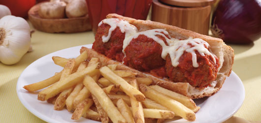 meatball sandwich and fries